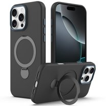 For iPhone 16 Pro Max Case (Compatible With MagSafe) With Invisible Magnetic O-Ring Stand Military-Grade Shockproof Phone Case,Black,For iPhone 16 Pro Max