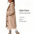 thumbnail image 2 of Smsaxvxz Women's Winter Coat Casual Trench Fleece Long Collared Warm Jacket with Pockets Khaki M, 2 of 5