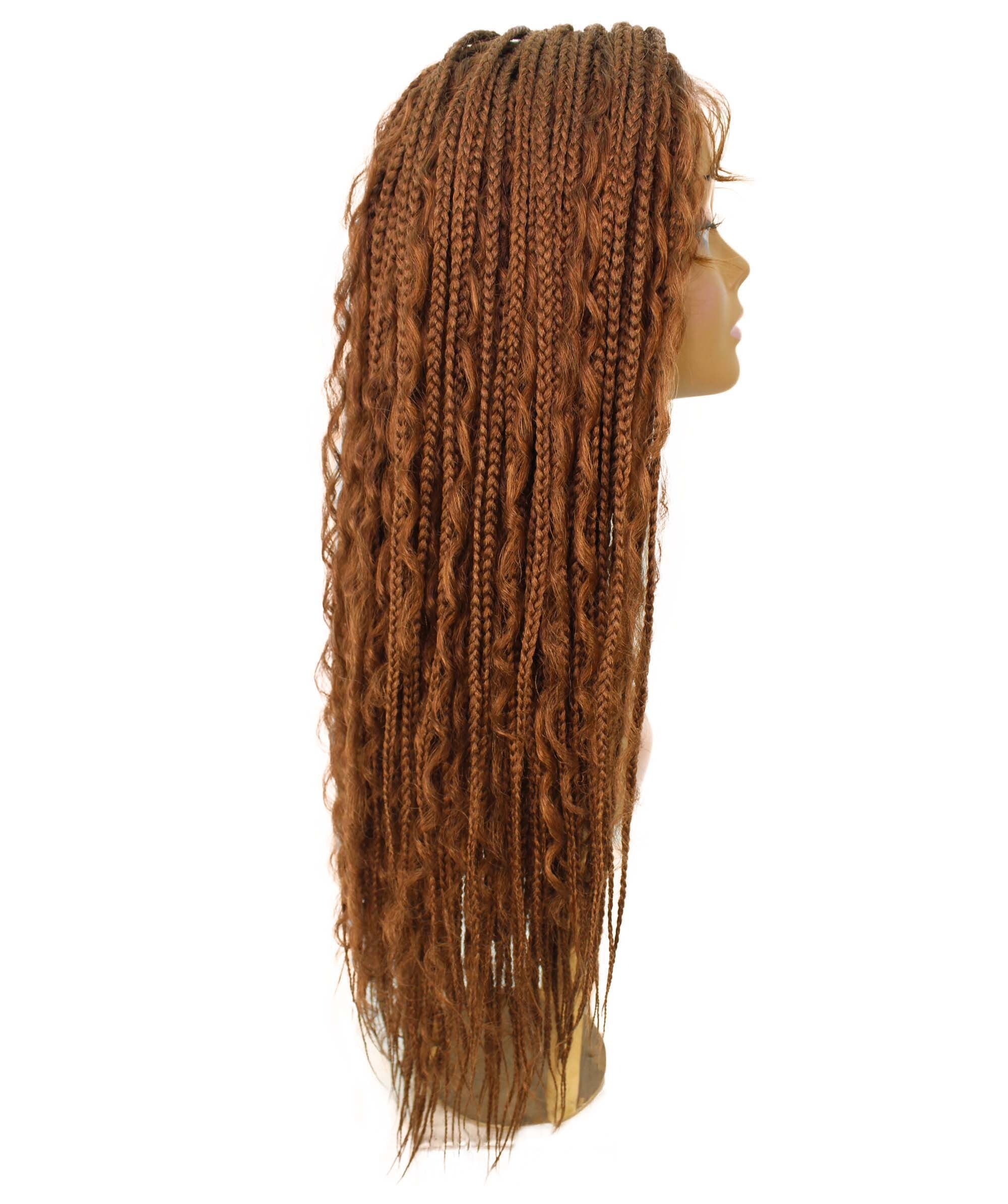 LUXLUXE Hailey Curly Braided 30 in Long Braided Adult Women Wig, Beauty Heat Resistant Fiber, Copper Blonde Color