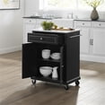 thumbnail image 4 of Beaumont Lane Compact Wood Kitchen Granite Top Kitchen Cart in Matte Black, 4 of 8