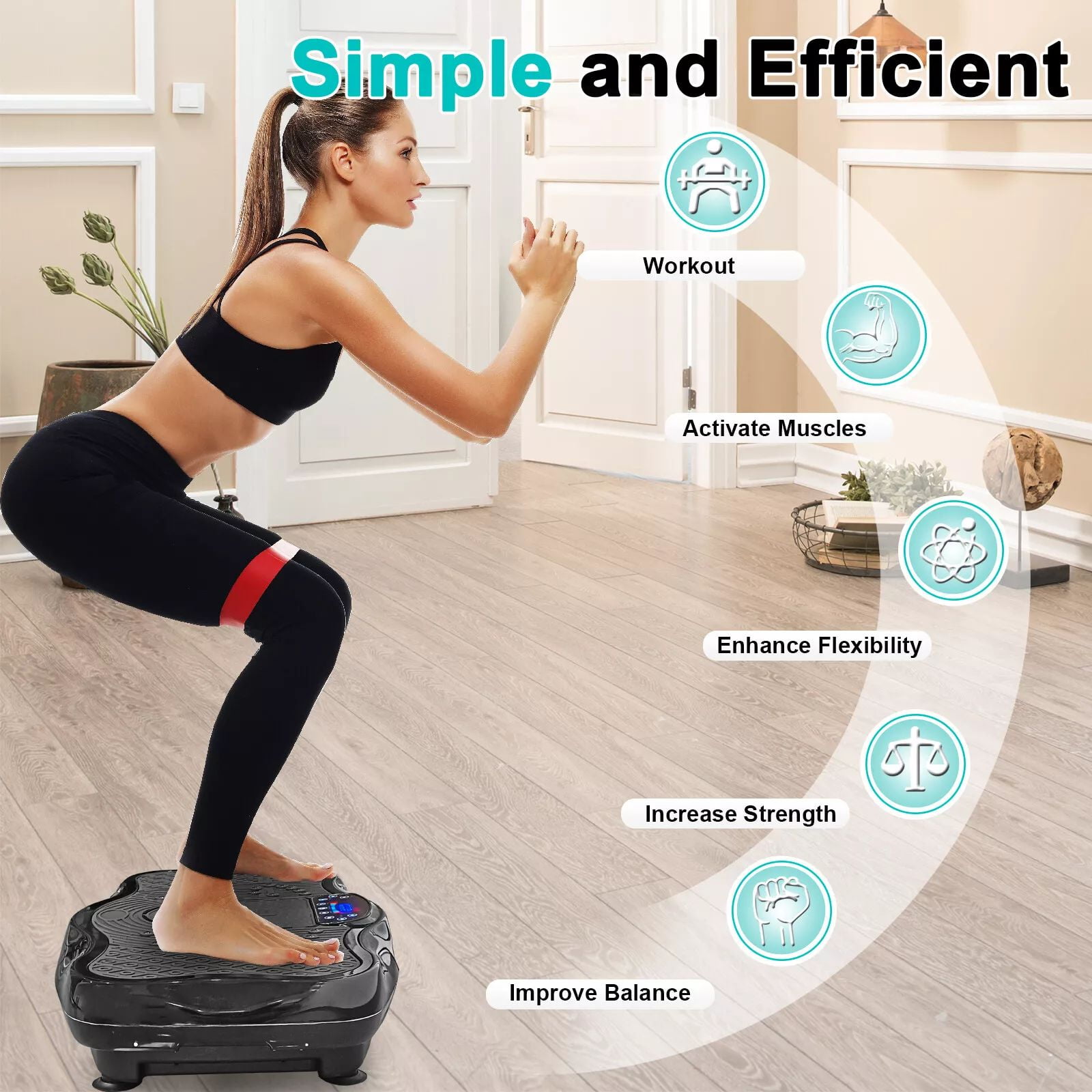 Jacgood XXL 330LBS Vibration Plate Exercise Machine - Whole Body Workout Vibration Fitness Platform w/ Loop Bands - Home Training Equipment for Weight Loss & Toning，120 Levels Black