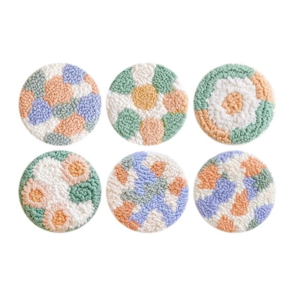 Punch Needle Coasters Kit,6-pattern punch needle Needle Coasters Kit ,Punch Art for Beginners,Suitable for Home Decoration
