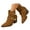 Brown, variant on Women's Ankle Boots Stacked Low Chunky Heeled Booties Pointed Toe Buckle Slip on Dress Shoes