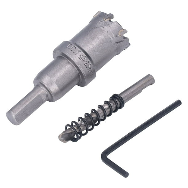 Kit de corte de agujeros con dientes de metal gruesos y broca de carburo TCT con llave hexagonal, taladro de perforación de 25 mm/1 pulg.