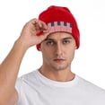 thumbnail image 2 of Retro America Flag Winter Beanie Hats for Men Women Warm Cozy Knitted Cuffed Skull Cap Red, 2 of 4