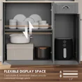 thumbnail image 3 of LiviNest Kitchen Pantry Storage Cabinet: Modern Farmhouse Coffee Bar Cabinet with Adjustable Shelves & Cable Management - Rustic Gray Kitchen Storage Unit for Small Spaces & Coffee Enthusiasts, 3 of 6