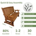 thumbnail image 3 of Fortune Candy Patio Glider, with Cup Holders, High Back and Deep Contoured Seat, Heavy Duty 800 lbs (Teak Tone, 3-Seater), 3 of 7