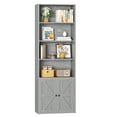 thumbnail image 4 of Furmax 1 Piece 4-Shelf Farmhouse Bookcases 4-Tier Bookshelf with Adjustable Shelves&Doors,Storage Cabinet for Home Living room,Kitchen,Office,Gray, 4 of 7