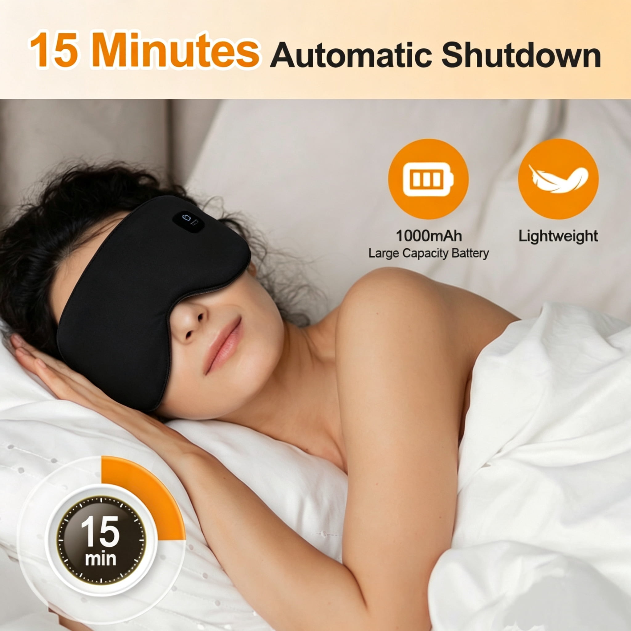 Cordless Heated Eye Mask, 3 Heat Levels Rechargeable Eye Heating Pad, Warm Eye Compress, Washable Sleep Mask, Home Travel Office (Black)
