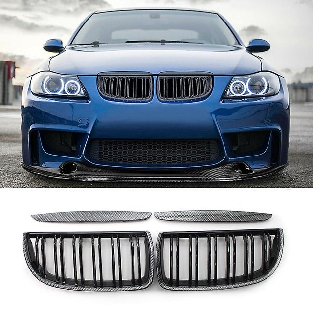 Parrilla delantera de fibra de carbono para BMW Serie 3 E90 E91 2005-2008 Afortunado Sencillez