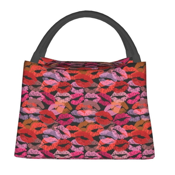 Fotbe Red Lips Kissing Bolsa Térmica Portátil con Estampado, Bolsa de Entrega de Alimentos Aislada, Bolsa Reutilizable de Gran Capacidad para Comidas y Supermercado
