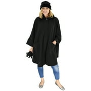 Le Moda Womens Sherpa Trim Polar Fleece Wrap with Matching Gloves and Hat
