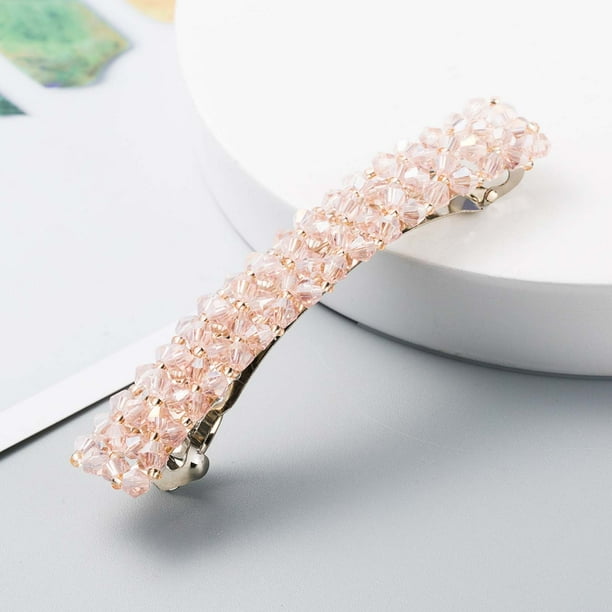 Pisexur Belleza Maquillaje Horquilla vintage con cuentas de cristal y pinza versátil de una sola línea con resorte lateral para mujerpara mujeres y hombres
