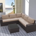 thumbnail image 4 of Kullavik Patio All Weather woven 6-Piece Metal Sectional Sets with Cushions,Sand, 4 of 5