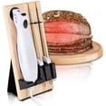 thumbnail image 1 of NutriChef PKELKN16 Juego de cuchillo eléctrico portátil para alimentos con cuchillas para pan y carnes, soporte de madera, 1 of 3