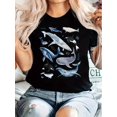thumbnail image 1 of Camiseta Ligera de verano para mujerWomen'S Vintage Crew Neck Short Sleeve T-Shirt, Geometric Whale Print, 100% Polyester Knit Fabric, Regular Length, Summer Casual TopFather's Day, Mother's Day, Ne, 1 of 6
