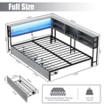 thumbnail image 5 of Leumius Corner Full Bed Frame with Storage Drawers, Bookcase Headboard, LED Lighting & USB Charging Station,Twin Size Daybed for Kids Teens,Gray, 5 of 9