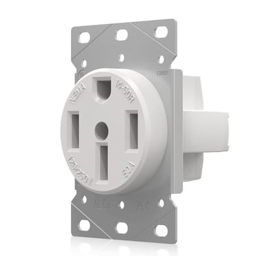 NEMA 14-50R 50 Amp 125/250 Volts 3 Pole, 4 Wire Grounded Flush Mount Range Outlet Receptacle for Dryers, RV, Ranges, Welders, Electric Cars, UL Listed, 030656