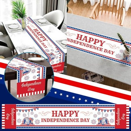 

American Flag July Patriotic Memorial Day Table Runner Independence Holiday Kitchen Table Decoration Indoor Outdoor Home