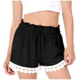 thumbnail image 3 of Shorts con Volantes para Niñas, Elásticos de Cintura Alta, Shorts de Verano con Dobladillo Estampado de Encaje Floral, Casuales para Viaje, Vacaciones y Playa con Bolsillos, 9-10 Años, 3 of 5