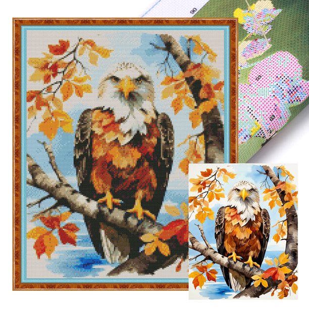 Hilo Algodón Bordado Punto Cruz Con Águila Del Impreso 11CT 40x50cm