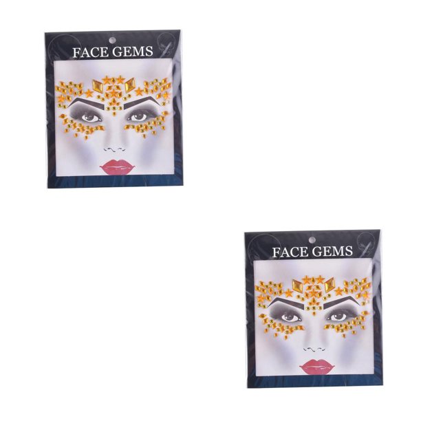 Jumpingount DIY ojos cara joyas cuentas diamantes de imitación autoadhesivos pegatinas cristal elegante uñas boda Festival maquillaje suministros Amarillo 2Conjunto