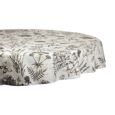 DII 70" Round Modern Cotton Botanical Print Tablecloth in Multi-Color