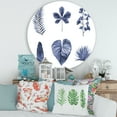 thumbnail image 2 of Designart 'Abstract Set Of Plant Leaves Blue' Traditional Circle Metal Wall Art 36x36 - Disc of 36, 2 of 5