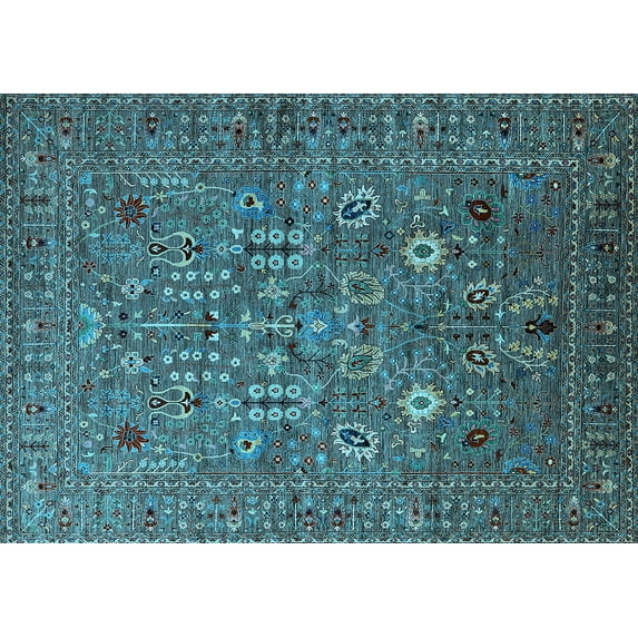 Ahgly Company Indoor Rectangle Oriental Light Blue Industrial Area Rugs, 2' x 4'