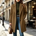 thumbnail image 4 of Staron Winter Coats for Women Wool Blend Pea Coat Collared Long Sleeve Button Down Casual Loose Fall Jacket Brown S, 4 of 7