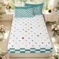 thumbnail image 4 of Manfei Geometric Check Zipper Full Size Comforter Sets with Fitted Sheet and 2 Pillowcases,Modern Checkered Zipper Bedding Set,Teal Green,Polkadot Reversible,4pcs, 4 of 8
