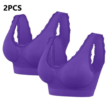 Hot Discounts Woman s Lace Splicing Glossy Comfortable Breathable Bra Underwear No Rims Christmas Stockings|Nylon Spandex Purple Sopatenor