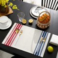 thumbnail image 4 of Ensemble de 4 Napperons Antidérapants à Rayures Rouges et Bleues pour Cuisine, Table à Manger, Fêtes de Patio, Graphiques Simples 13"x19 Pouces Lavables en Coton Lin Durable, 4 of 6
