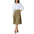 thumbnail image 2 of Womens Midi Skirts Flowy A-Line High Waisted Long Casual Skirt with Pockets 2025 S Khaki, 2 of 6