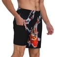 thumbnail image 2 of Logiee Tricolor Koi Fish Trio Print Men's Swim Trunk,Quick Dry Board Shorts ,Men's Swim Trunks with Compression Liner, Bathing Suits with Pockets-Large, 2 of 6