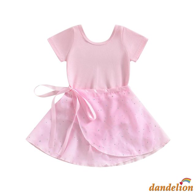* Leotardos De Ballet Para Niñas De 2 A 10 Años , Traje De Baile De Cuello Redondo De Manga Corta Con Falda Extraíble