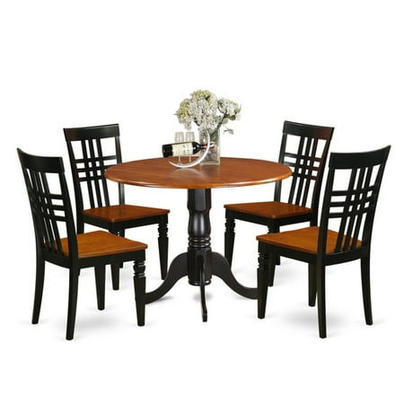 East West Furniture 5 Piece Triple Crossback Drop Leaf Dinette Dining Table