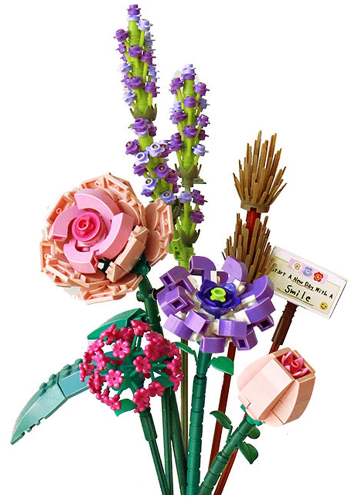 Flowers Bouquet Building Kit Sets, Unique Gift for Adults Valentine's Day Birthday Gifts Building Bricks Plastic Flower DIY