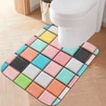 thumbnail image 2 of Yayeee Bath Rugs for Bathroom Floor Set of 2 Non Slip Fluffy Soft Absorbent Mat, Colorful Checkered Pattern, 2 of 7