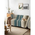 thumbnail image 3 of Teal Boho Stripes Couch Cover Sofa Covers 3 Cushion Sectional Couch, Modern Bohemia Brown Beige Texture Washable Sofa Covers Slipcover Sectional Sofa Cover, Furniture Protector 71"x150", 3 of 9