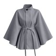thumbnail image 5 of Sheghy Womens Cotton Hoodies Sherpa Jacket Funnel Neck Walking Wrap Jacket with Pockets Gray S, 5 of 5