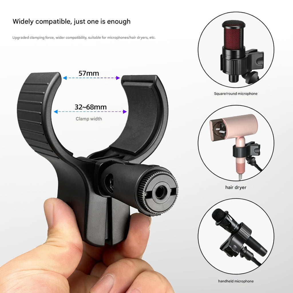 Adjustable Multipurpose Microphone Stand Flexible Arm and Strong Clamp for Music Recording Broadcasting Hair Dryer