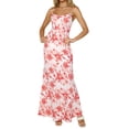 thumbnail image 3 of Biekopu Women Summer Sleeveless Dress， Summer Floral/ Plaid Bandage Spaghetti Strap Backless Long Dress for Cocktail Beach, S/M/L, 3 of 6