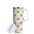 thumbnail image 2 of 40 oz Tumbler With Handle Stainless Steel Insulated Tumbler With Lid for Car Cup Holder Emerald Green Hearts Pattern, 2 of 9