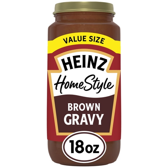 Heinz HomeStyle Brown Gravy, 1 Value Size Jar, for Family Dinners and Homemade Meals, Made with Real Broth, 18 oz
