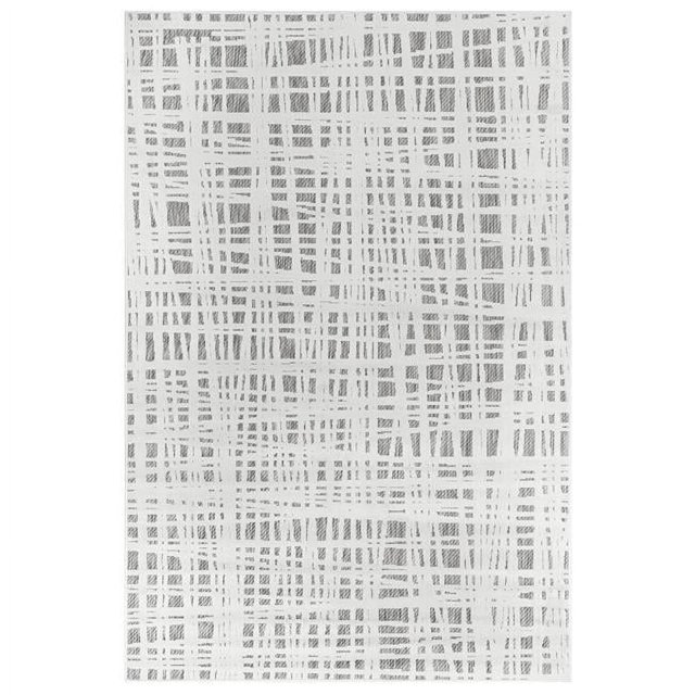 Trans-Ocean Imports RTO58703712 Liora Manne Rialto Grid Indoor & Outdoor Rug, Ivory - 4 ft. 10 in. x 7 ft. 6 in.