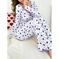 thumbnail image 3 of Valentine's Day Pajamas for Women Set Evening Lounge Womens Pajama Sets Crew Neck Soft Pj Set Long Sleeve Shirts Matching Pjs for Couples Blue, 3 of 8