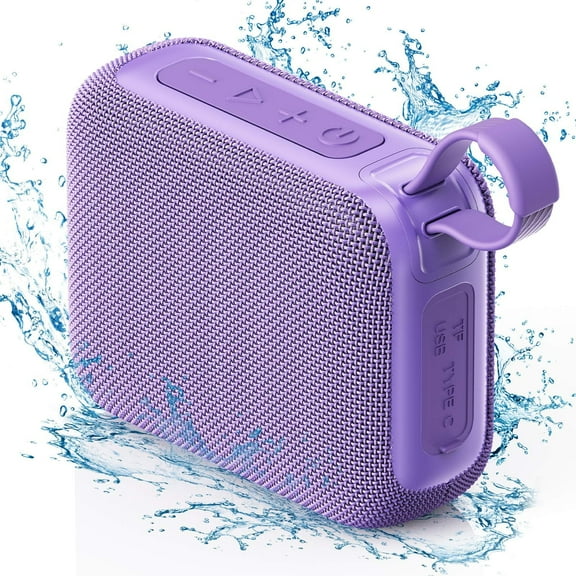 JYX Portable Bluetooth Speaker, IPX5 Waterproof Outdoor Speaker with Stereo Bass, Mini Wireless Speaker 10W Power Subwoofer, 6-8 H Playtime, Party Speaker for Home, Travel, Hiking, L3-Purple