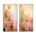 thumbnail image 2 of Designart "Retro Dreams Golden Moon III" Modern Geometric Framed Wall Art Set Of 2 - Modern Pink Frame Gallery Set For Office Decor, 2 of 6