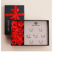 thumbnail image 2 of Flores Rojas Eternas Y 7 Pares De Pendientes, Mujeres Regalo Xtellar rojo, 2 of 3